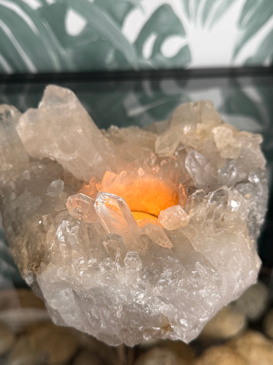 Bergkristal waxinelichthouder