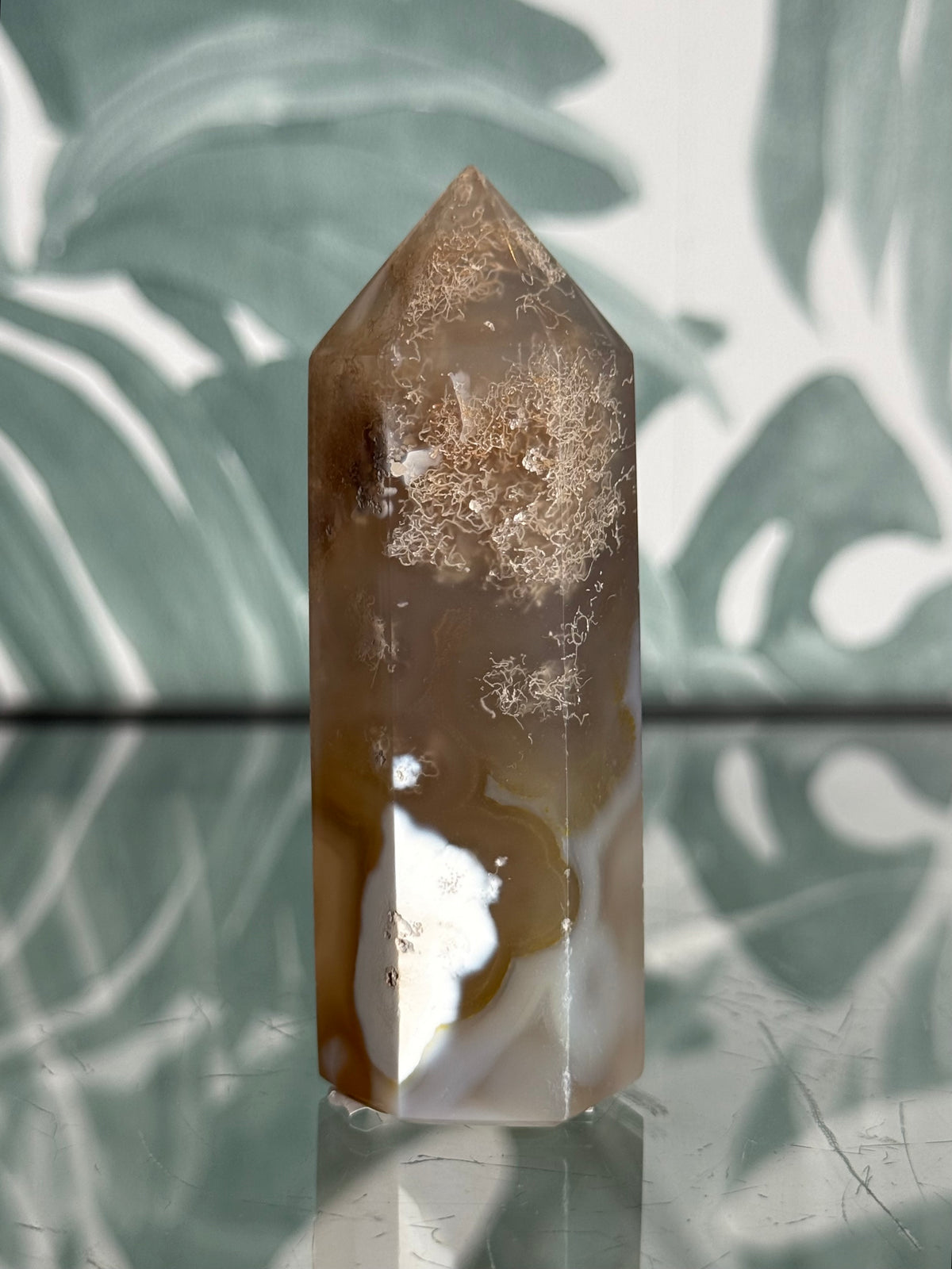 Agaat Toren met Dendrietpatronen en druzy - no.272