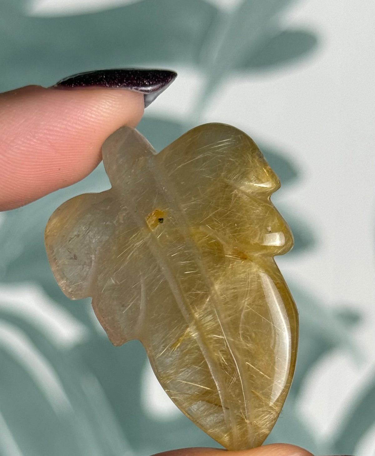 Gouden Rutielkwarts Veer – 4,2 cm | Energie & Zelfvertrouwen