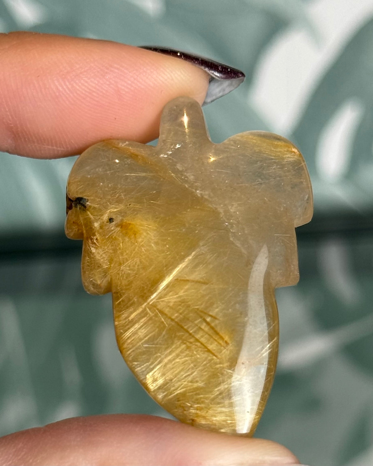 Gouden Rutielkwarts Veer – 4,2 cm | Energie & Zelfvertrouwen