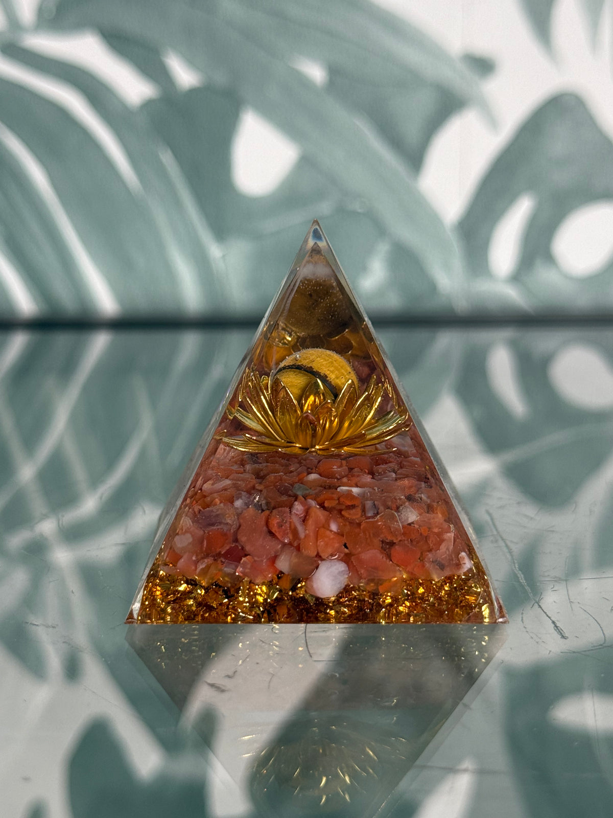 Epoxy Piramide Tijgeroog & Carneool – Kracht & Energie – no.277