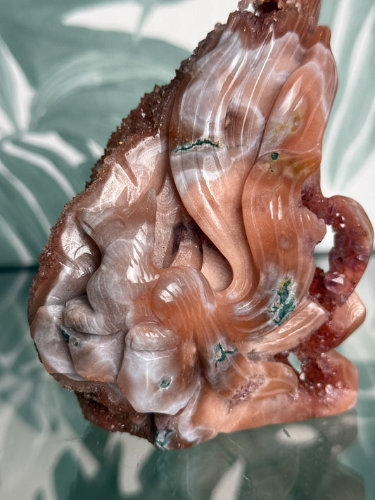 Roze amethist met agaat - Nine tailed fox