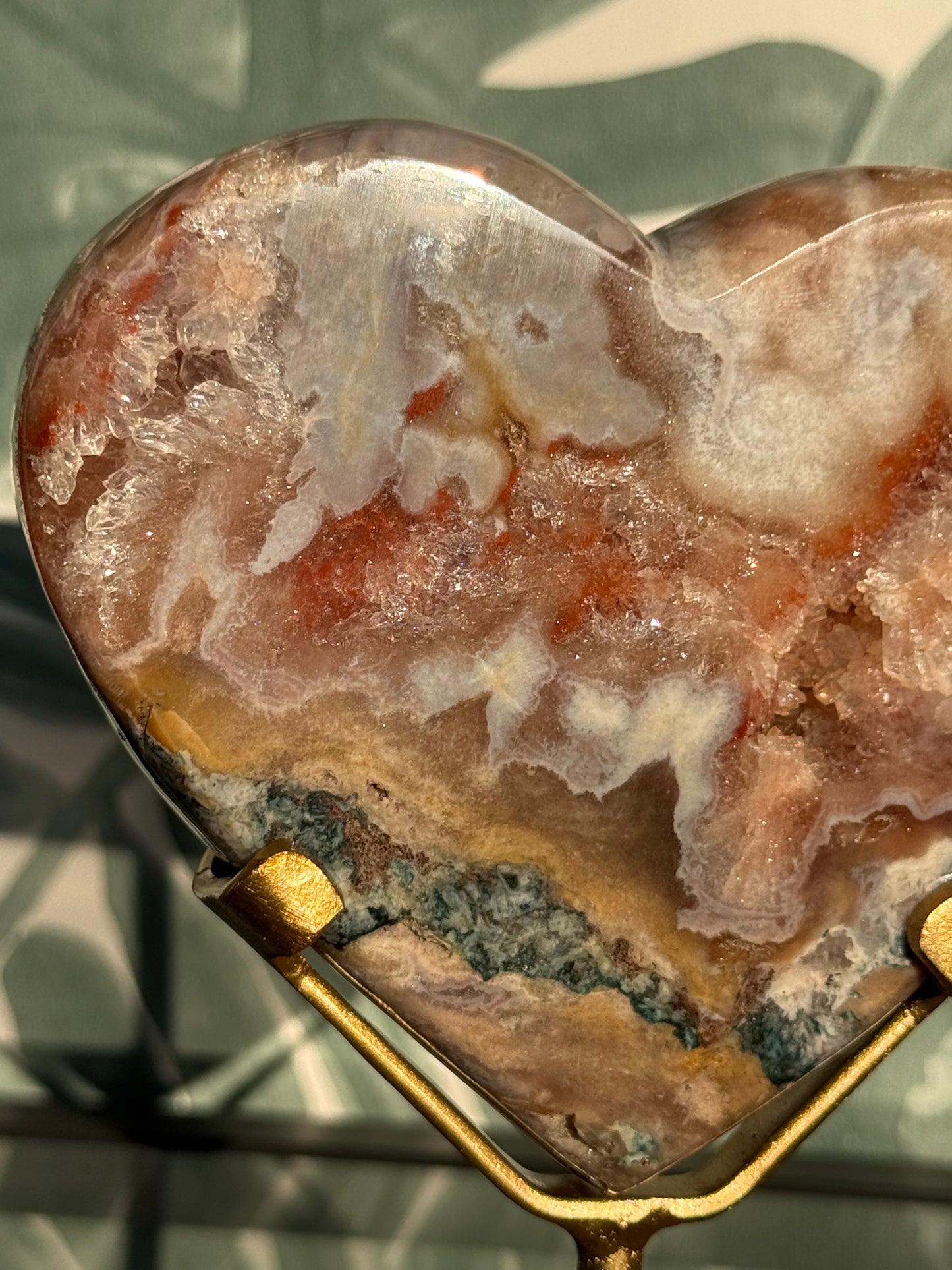 Roze amethist (chalcedoon) hart op standaard -#no.8