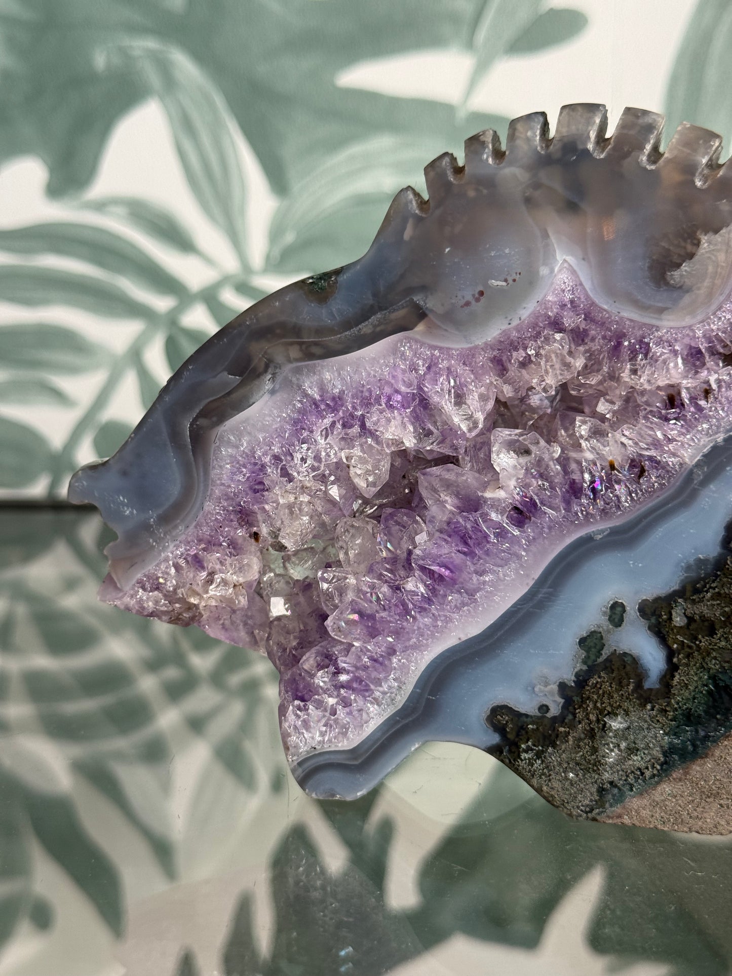 Agaat met amethist vis - 18 cm