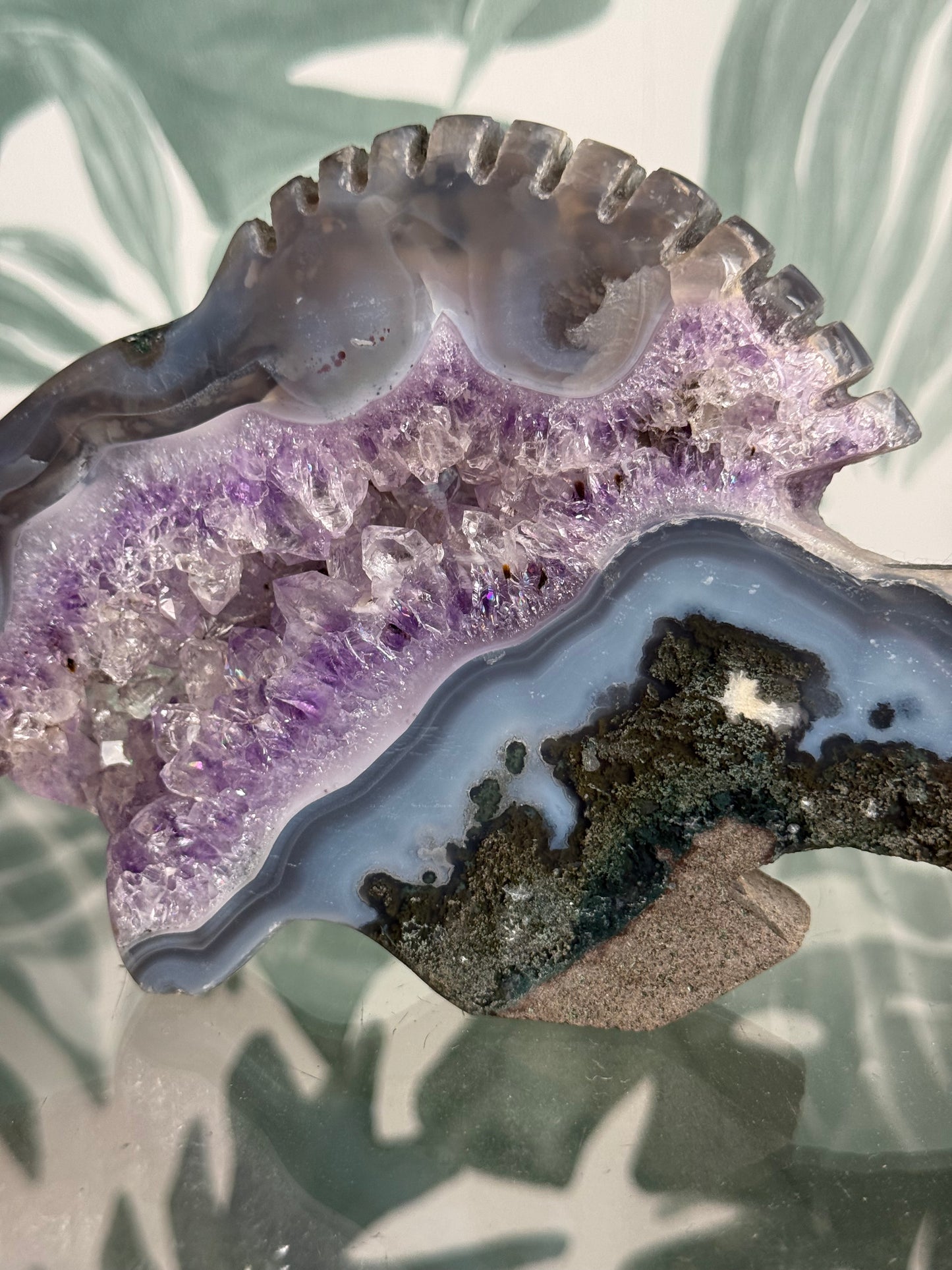 Agaat met amethist vis - 18 cm