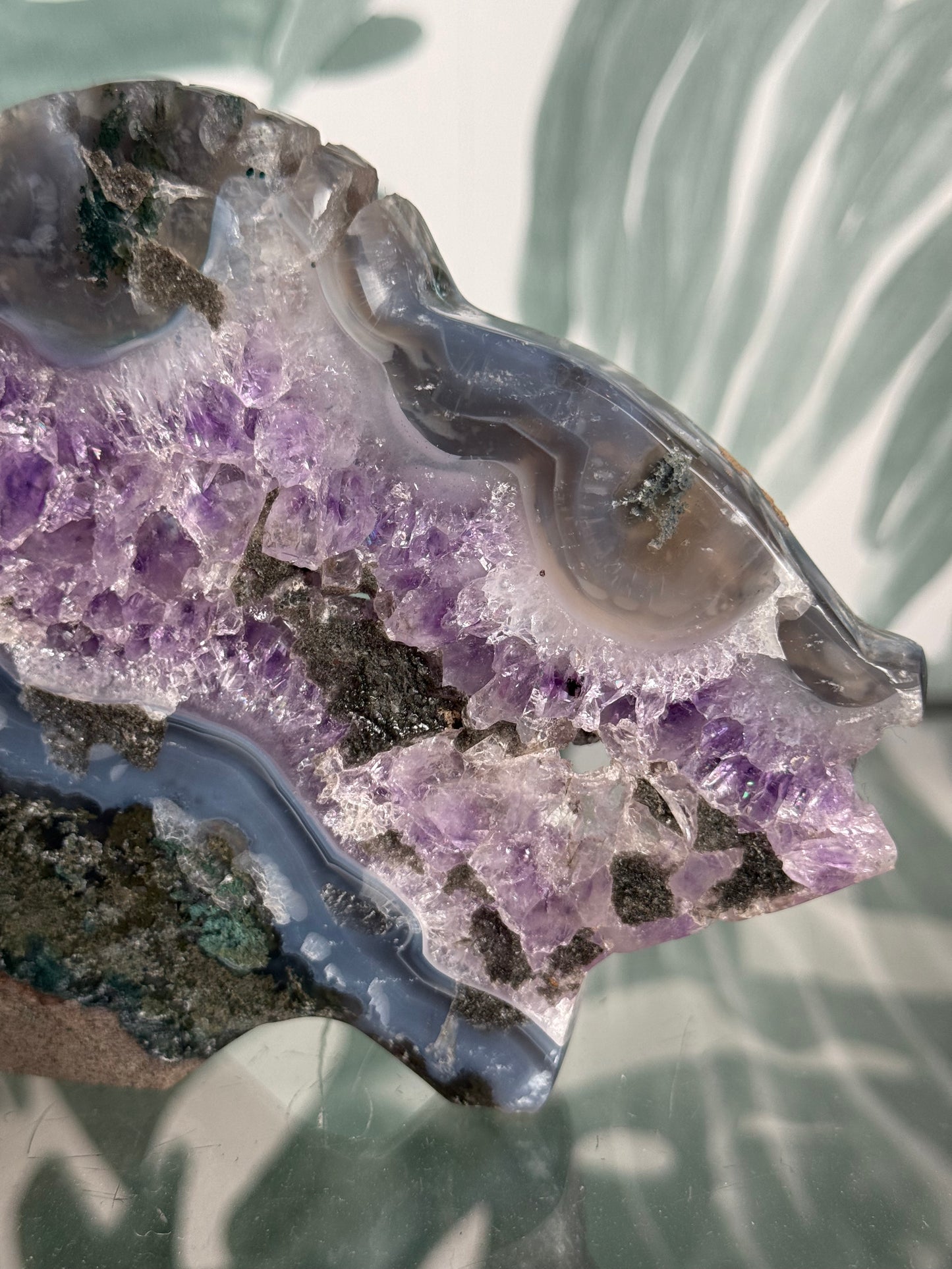 Agaat met amethist vis - 18 cm