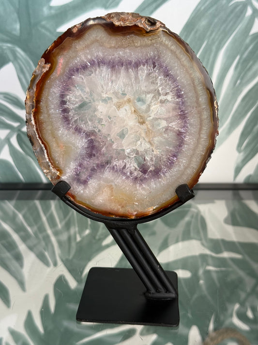 Agaat schijf natuurlijk op luxe standaard - no.104