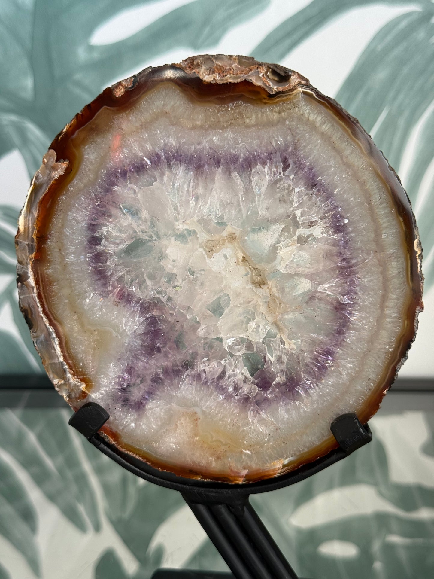 Agaat schijf natuurlijk op luxe standaard - no.104