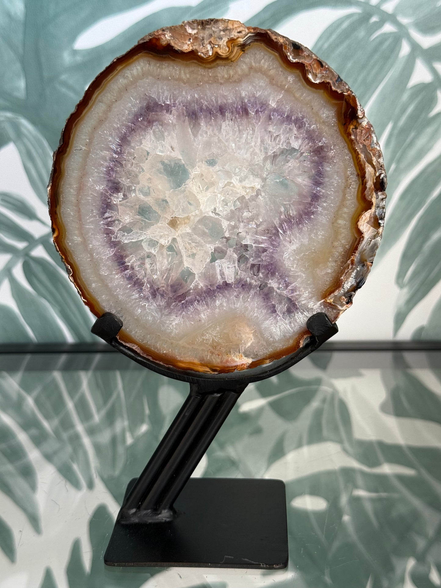 Agaat schijf natuurlijk op luxe standaard - no.104
