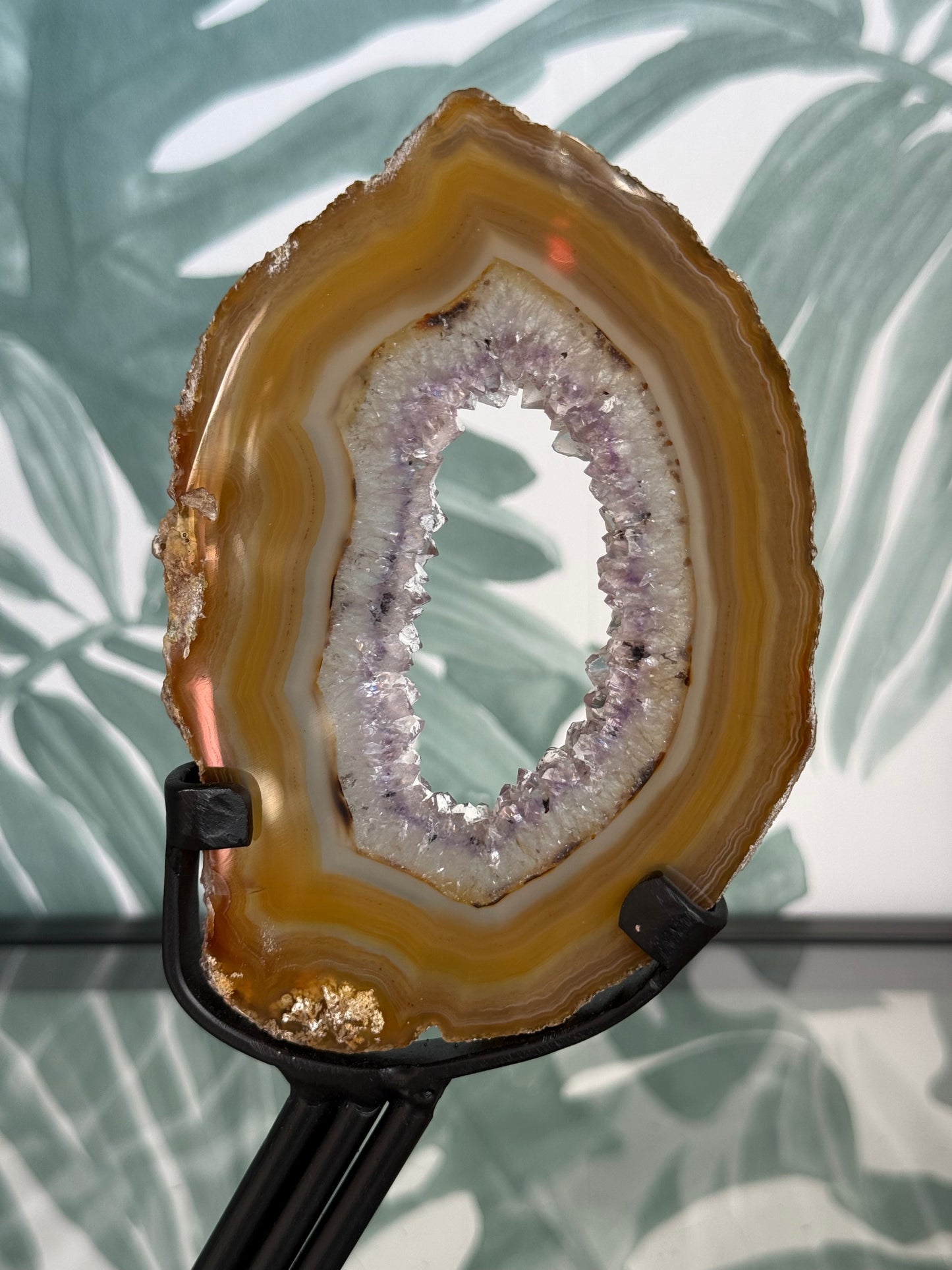 Agaat schijf natuurlijk op luxe standaard - no.105