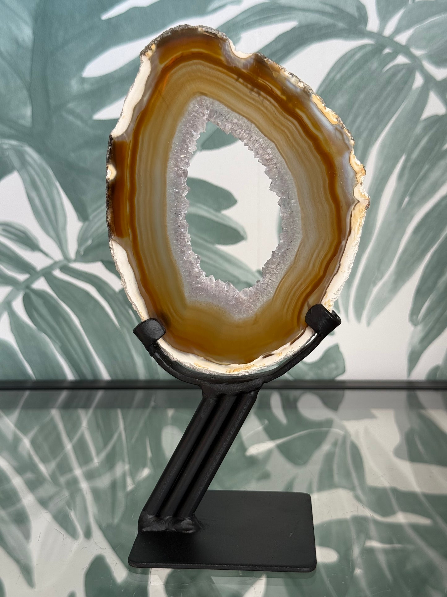 Agaat schijf op luxe standaard - no.107