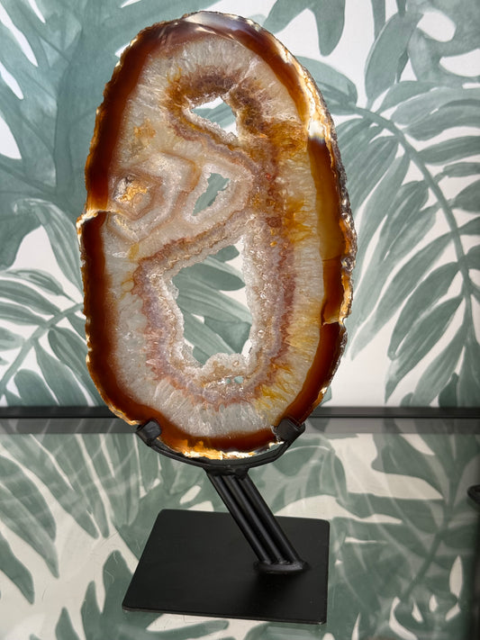 Agaat schijf natuurlijk op luxe standaard - no.111