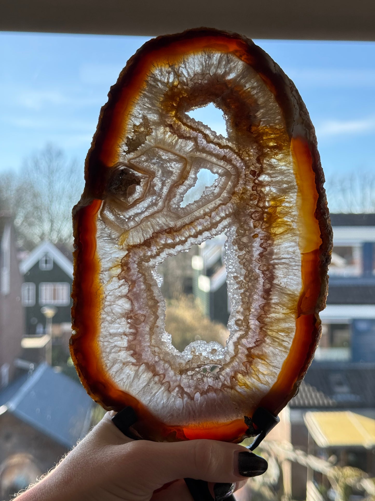 Agaat schijf natuurlijk op luxe standaard - no.111