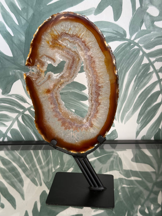 Agaat schijf natuurlijk op luxe standaard - no.112