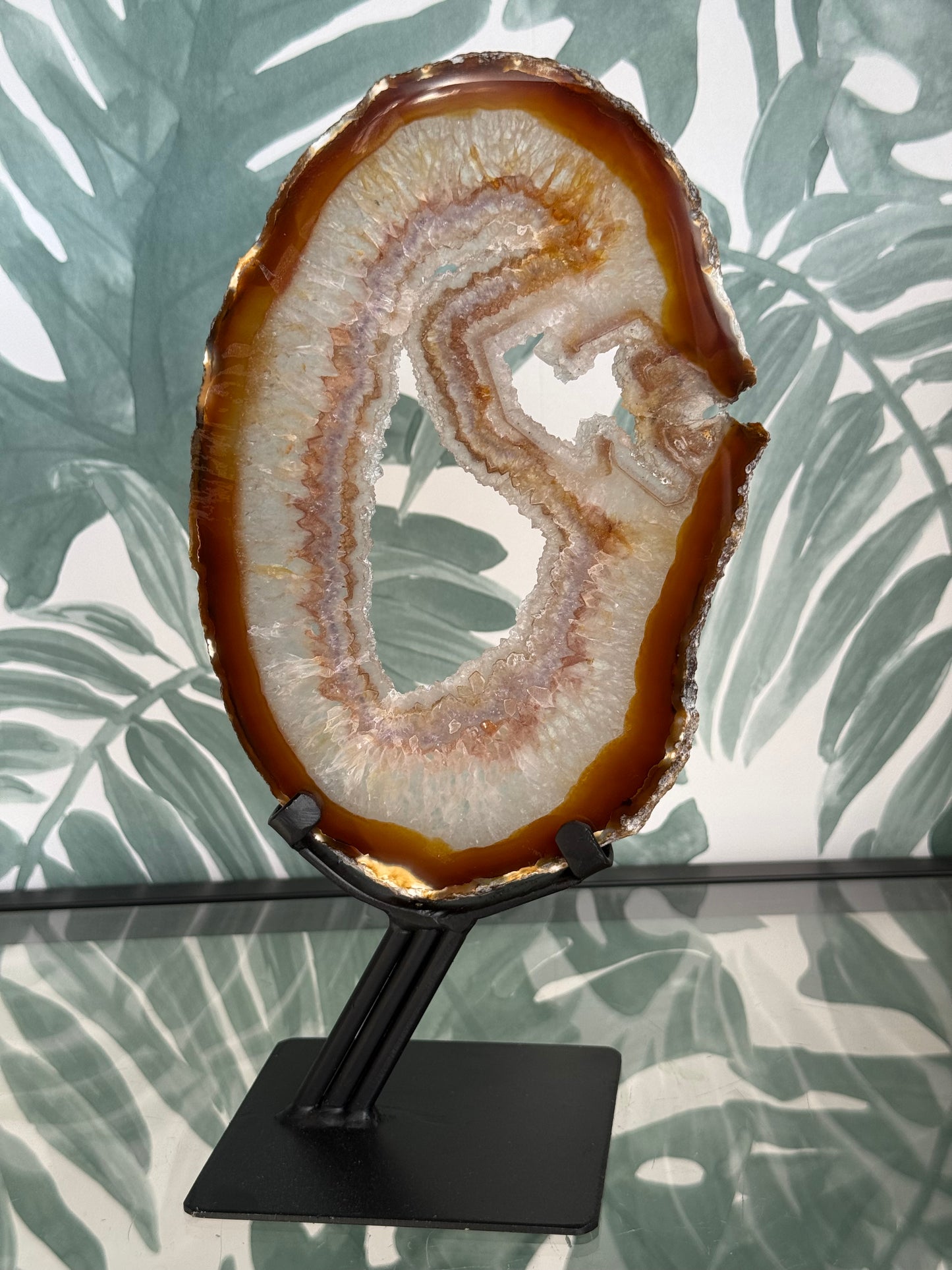 Agaat schijf natuurlijk op luxe standaard - no.112