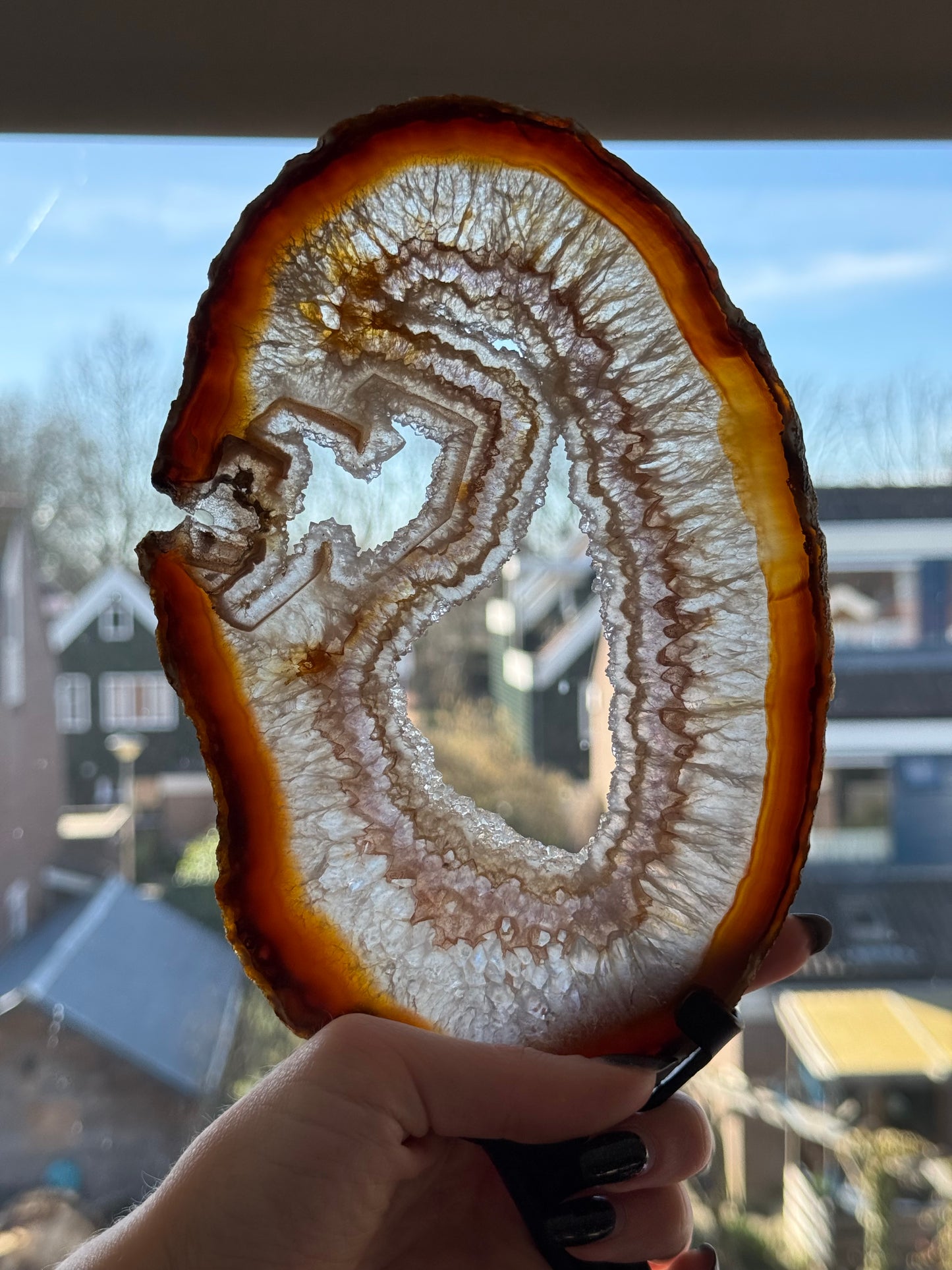Agaat schijf natuurlijk op luxe standaard - no.112