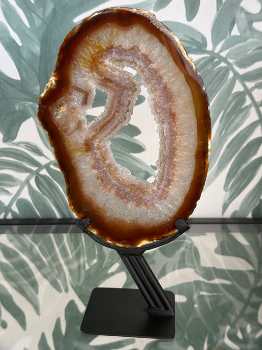 Agaat schijf natuurlijk op luxe standaard - no.113