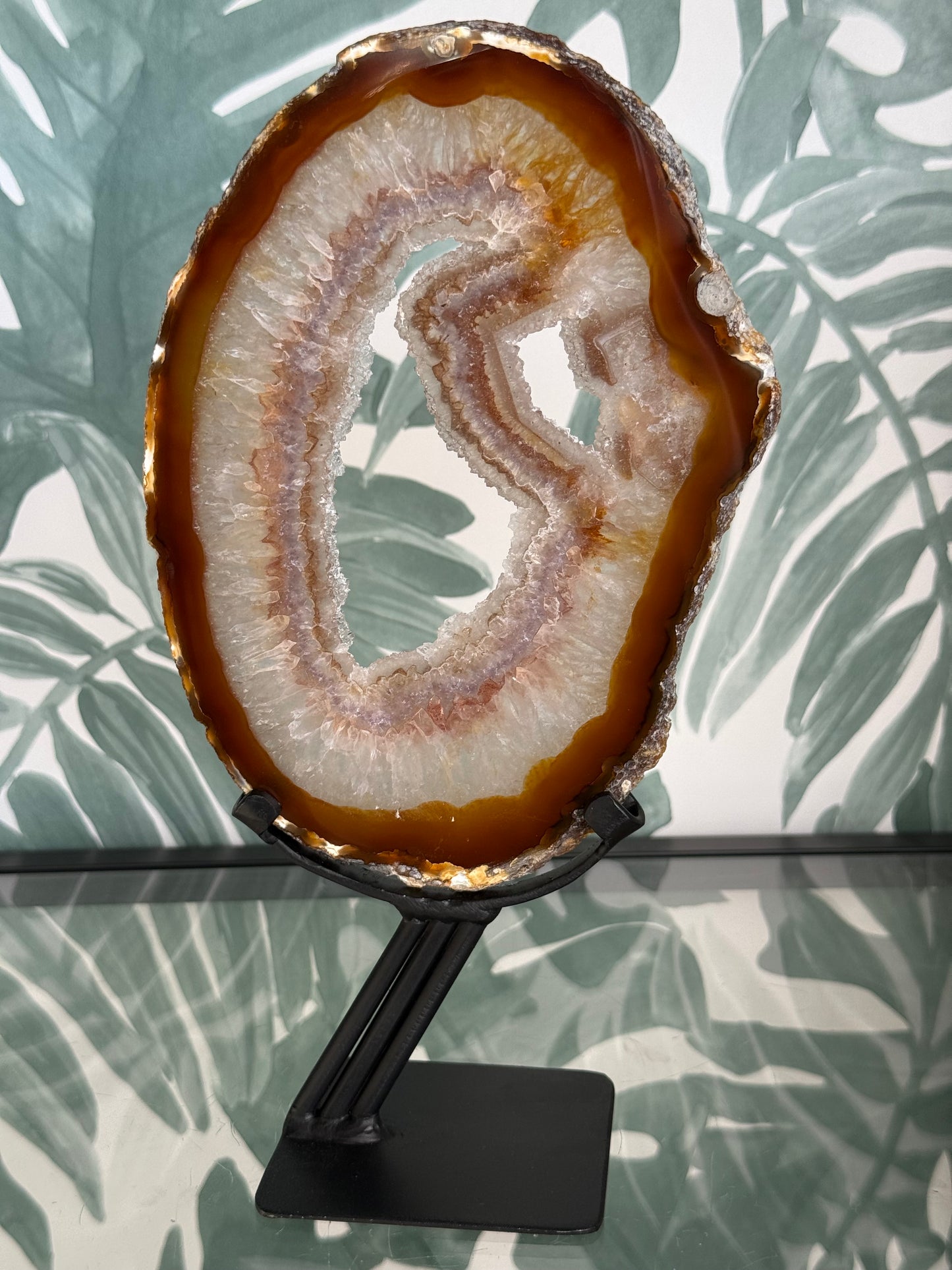 Agaat schijf natuurlijk op luxe standaard - no.113