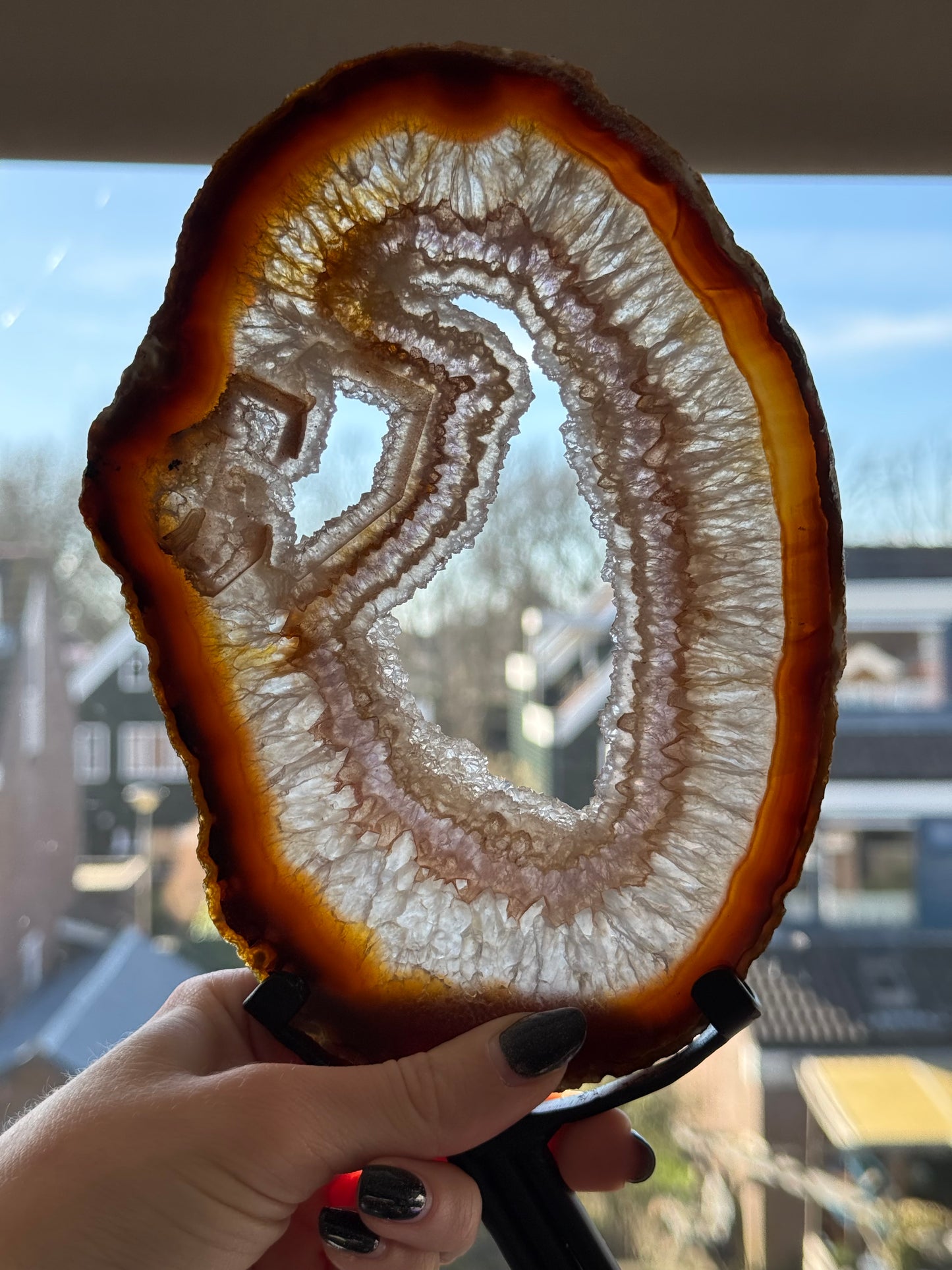 Agaat schijf natuurlijk op luxe standaard - no.113