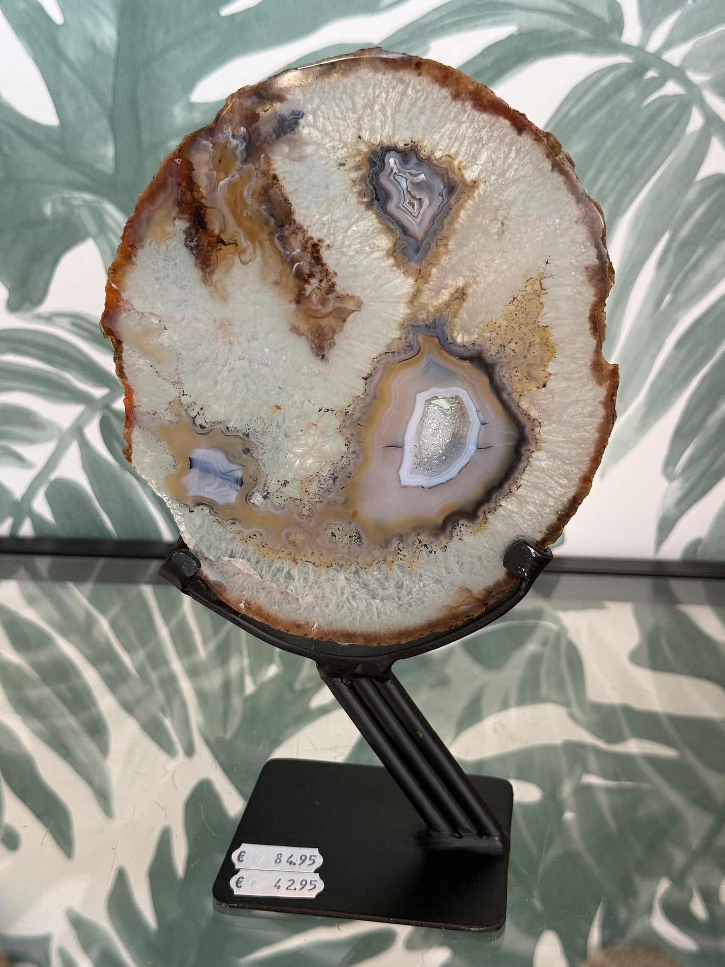 Agaat schijf natuurlijk op luxe standaard - no.114