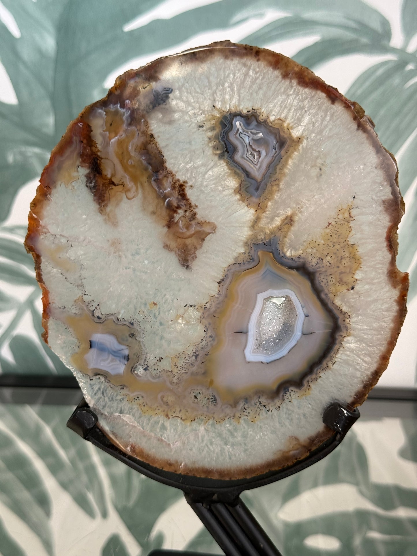 Agaat schijf natuurlijk op luxe standaard - no.114