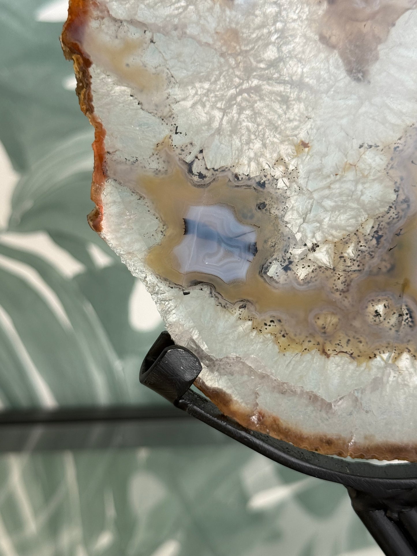 Agaat schijf natuurlijk op luxe standaard - no.114