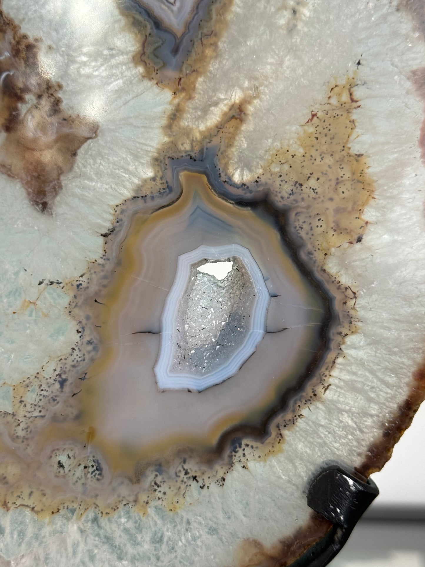 Agaat schijf natuurlijk op luxe standaard - no.114