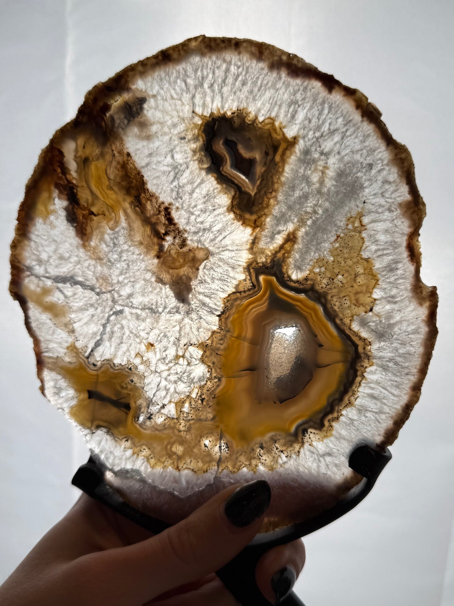 Agaat schijf natuurlijk op luxe standaard - no.114