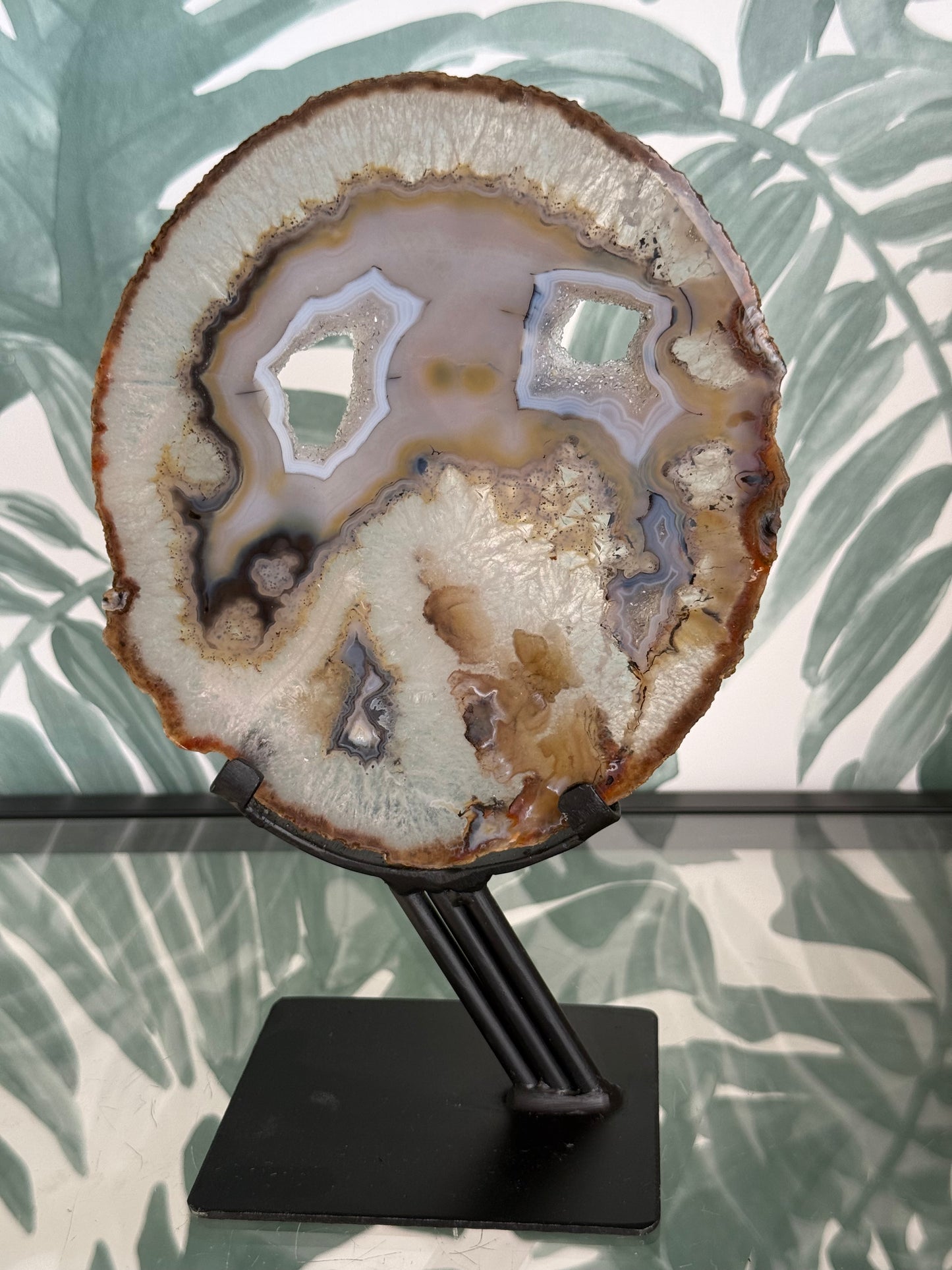 Agaat schijf natuurlijk op luxe standaard - no.115