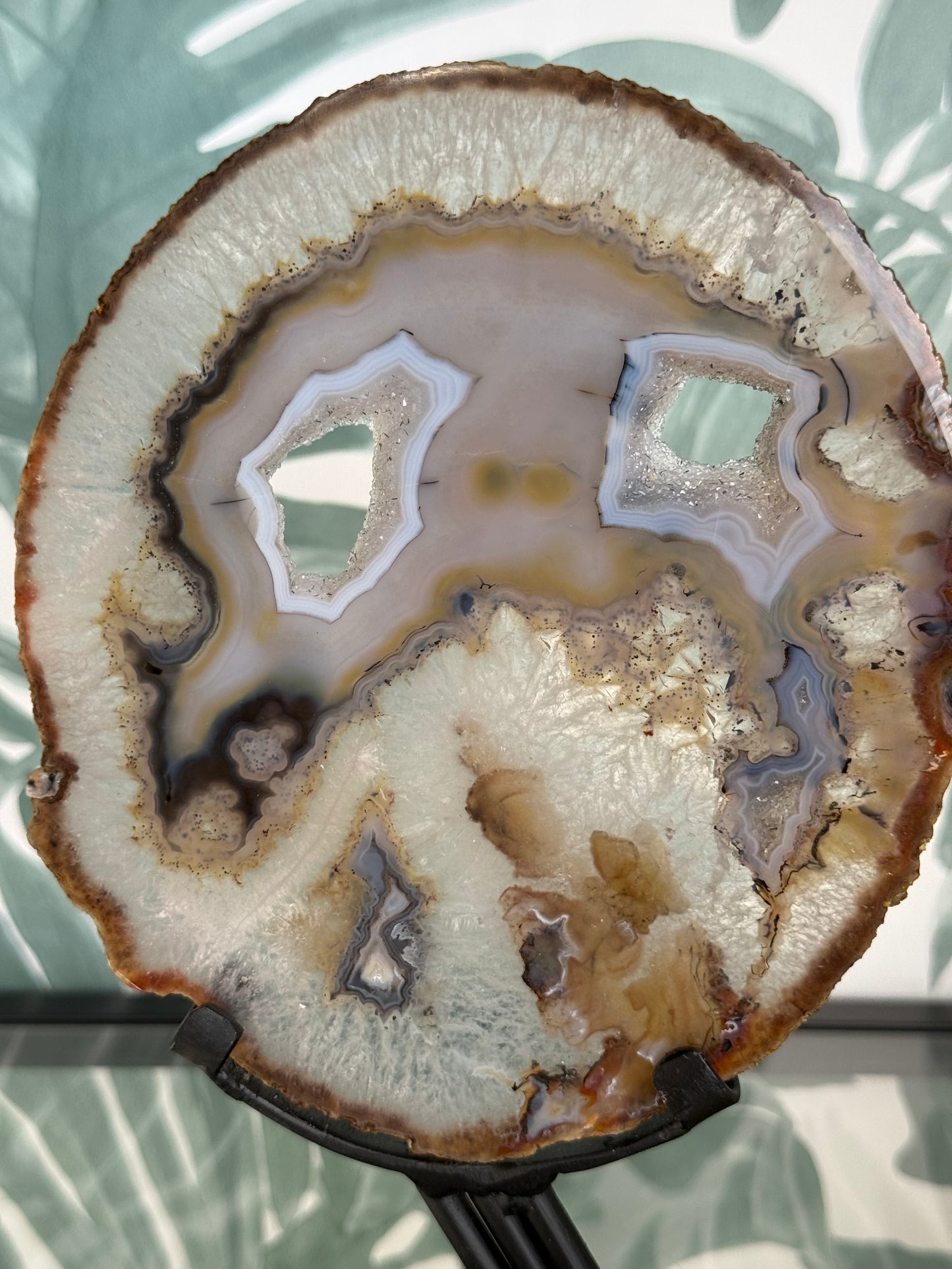 Agaat schijf natuurlijk op luxe standaard - no.115