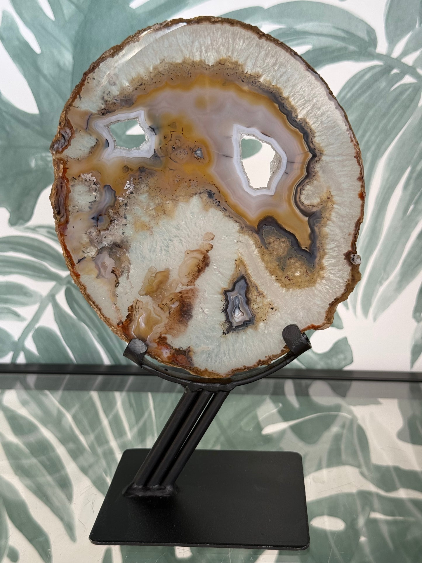 Agaat schijf natuurlijk op luxe standaard - no.115