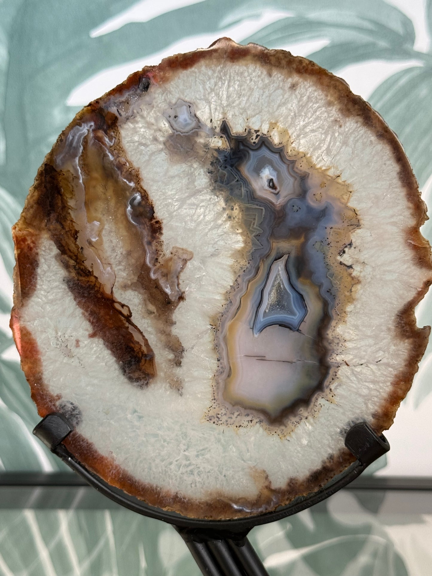Agaat schijf natuurlijk op luxe standaard - no.116