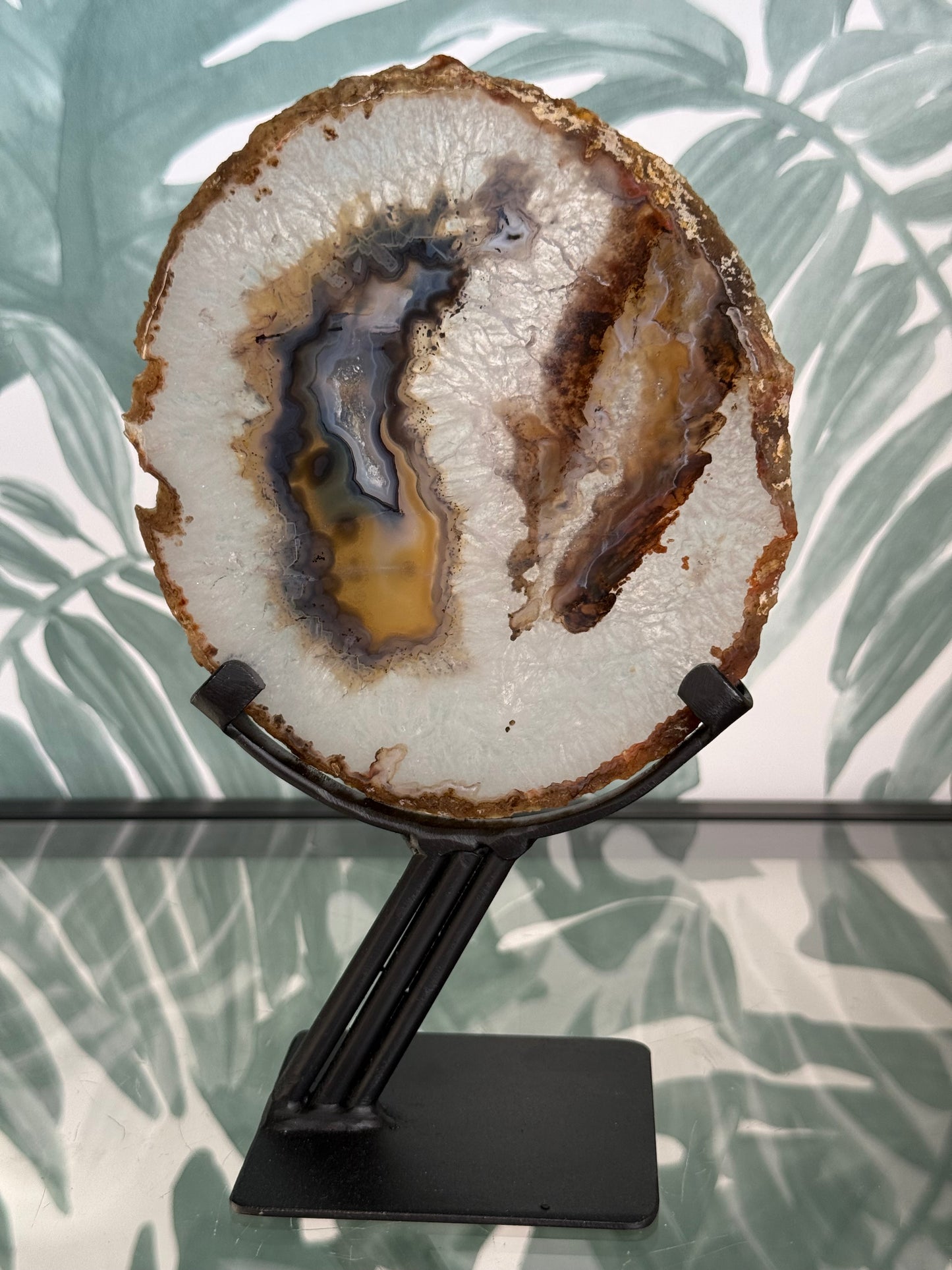 Agaat schijf natuurlijk op luxe standaard - no.116